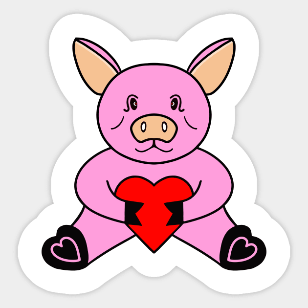 VALENTINE Day Pig - Funny Pig Art Sticker by SartorisArt1